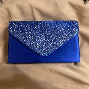 Elegant Blue Clutch with Rhinestone Detailing
